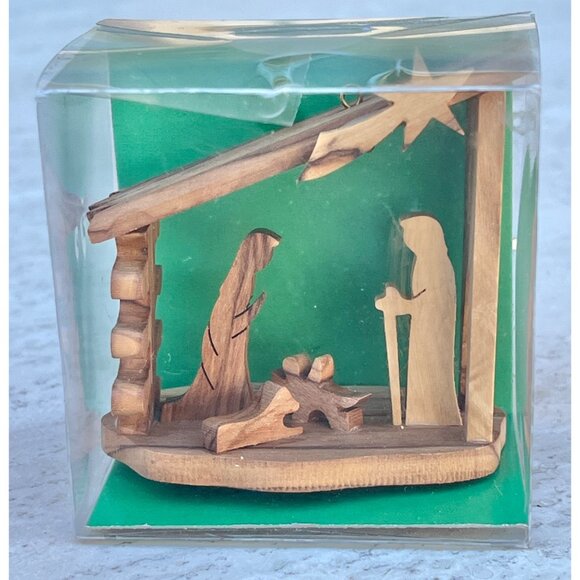 Handcrafted Olive Wood Nativity Scene Baby Jesus Mary Joseph Sheep NOB Gift - Picture 2 of 11